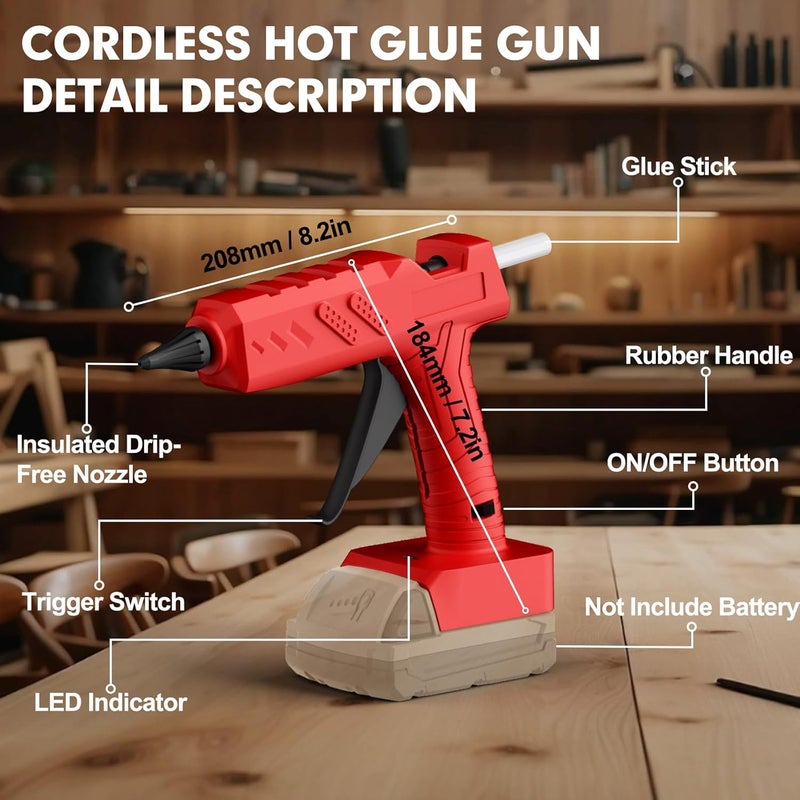 Samvinor Cordless Hot Glue Gun Kit with Battery and Charger, 3.5Ah Rechargeable M18 Battery, 30pcs 0.43'' Glue Sticks, Fast Preheating, Wireless Full Size Glue Gun for Crafts & DIY - Image 5